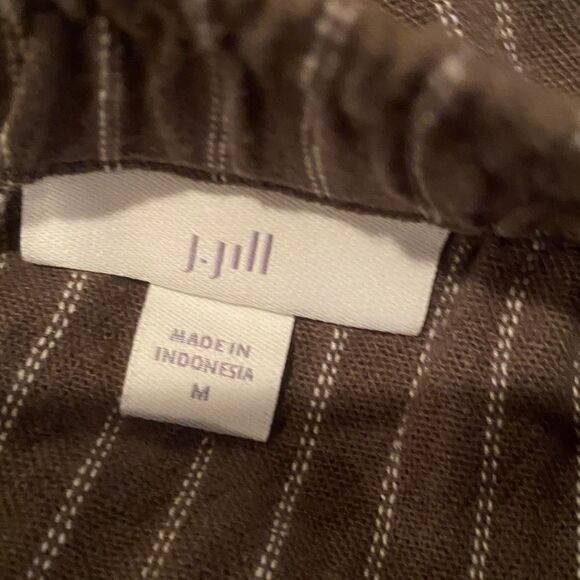 J Jill Miss Green Faux Wrap Skirt Size Medium Pin Stripes - Picture 9 of 9